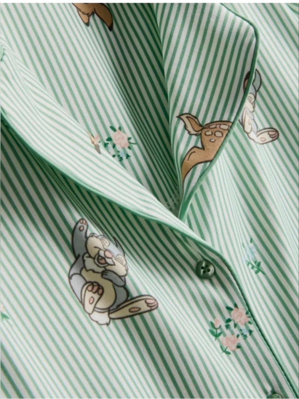 Disney Stripes Mint Green Bambi Print Pajama Set 2XL - Picture 5 of 8